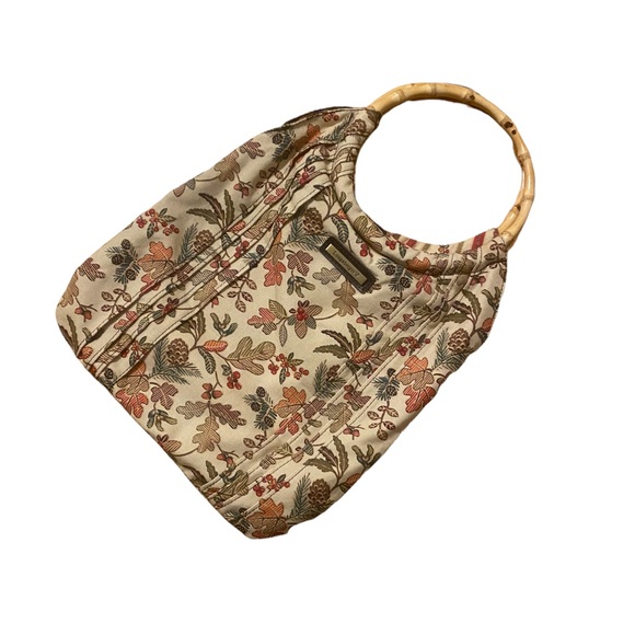 LONGABERGER Homestead Autumn Path floral print circle bangle handle purse tote - Picture 4 of 7